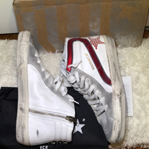 GOLDEN GOOSE “SLIDE” SUEDE & LEATHER SNEAKERS - Picture 4 of 8